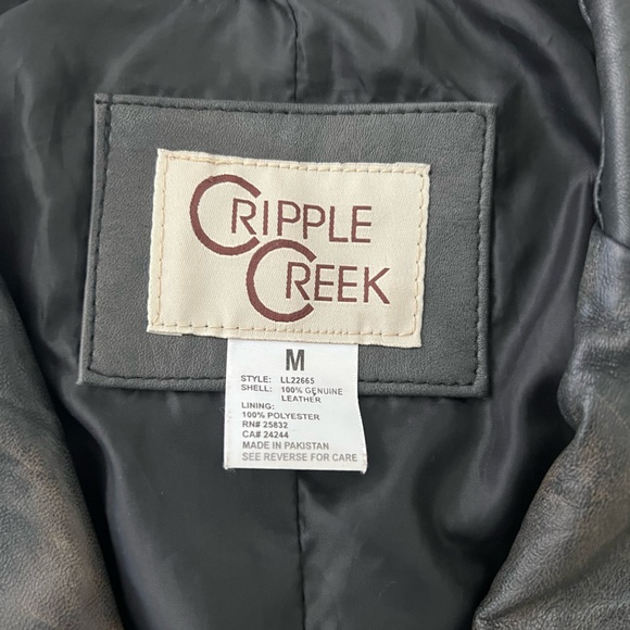 CRIPPLE CREEK | Distressed Leather Brown Studded Fringe Western Cowboy Jacket - Picture 7 of 12